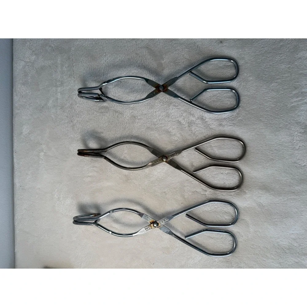 Vintage EKCO USA Tongs Set of 3 Chrome Steel Scissor Style